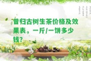 昔歸古樹生茶價(jià)格及效果表，一斤/一餅多少錢？