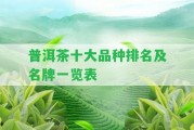 普洱茶十大品種排名及名牌一覽表