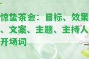 驚蟄茶會(huì)：目標(biāo)、效果、文案、主題、主持人開場詞