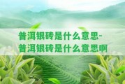 普洱銀磚是什么意思-普洱銀磚是什么意思啊