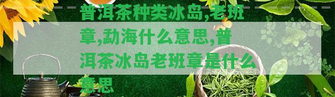 普洱茶種類(lèi)冰島,老班章,勐海什么意思,普洱茶冰島老班章是什么意思