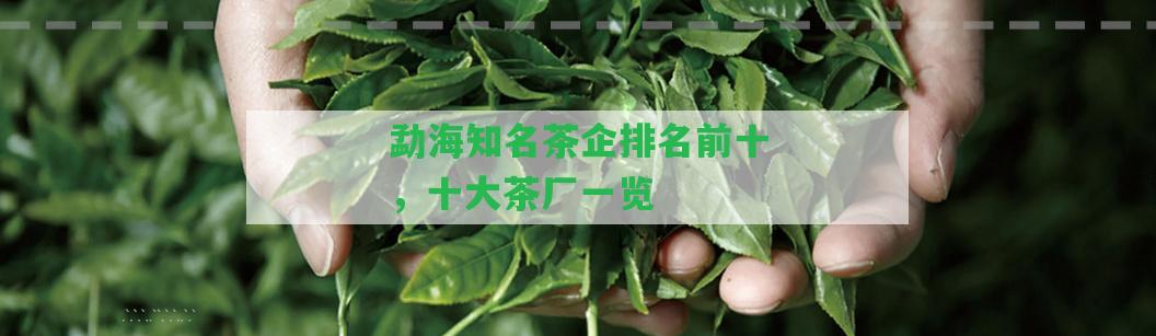 勐海知名茶企排名前十，十大茶廠一覽