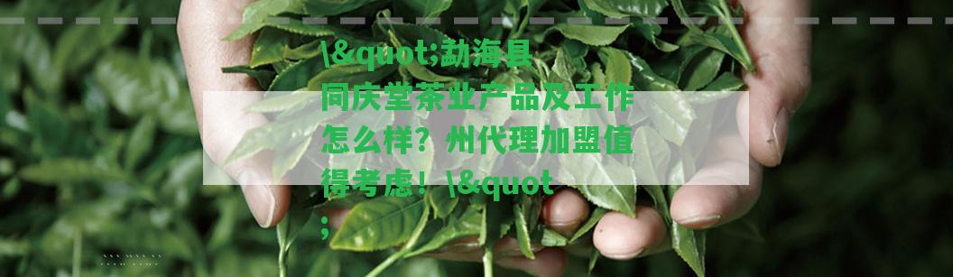 \"勐海縣同慶堂茶業(yè)產(chǎn)品及工作怎么樣？州代理加盟值得考慮！\"