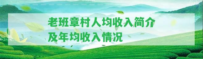 老班章村人均收入簡(jiǎn)介及年均收入情況